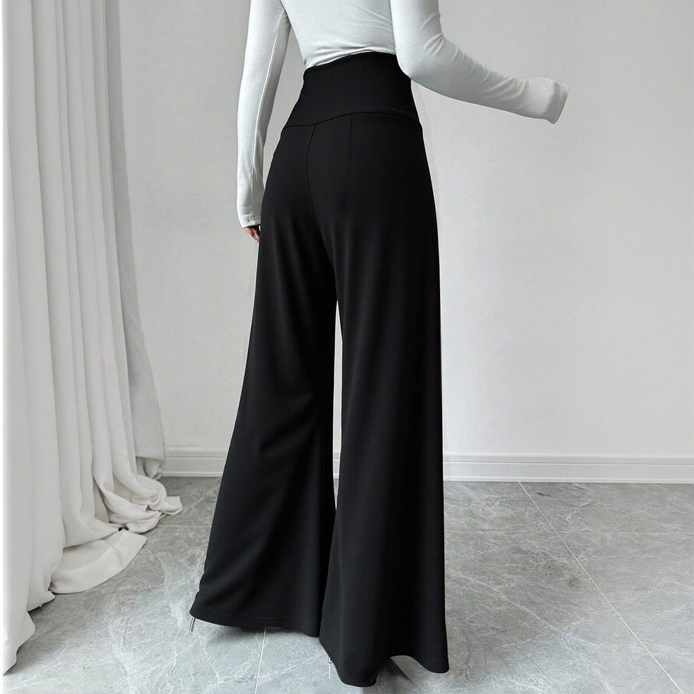 Pantalons Palazzo larges pour femmes avec taille haute et détails de bouton décoratif Chic & Stil