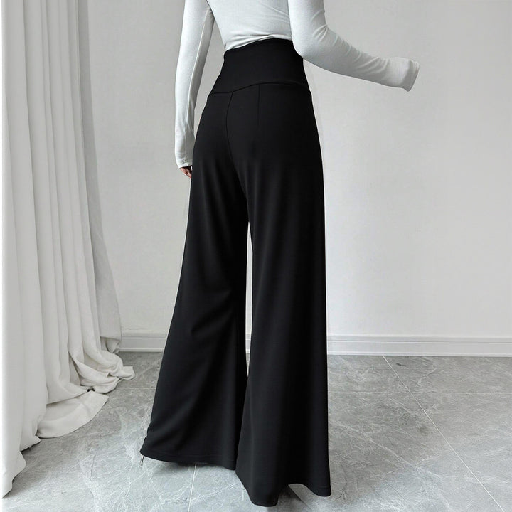 Pantalons Palazzo larges pour femmes avec taille haute et détails de bouton décoratif Chic & Stil