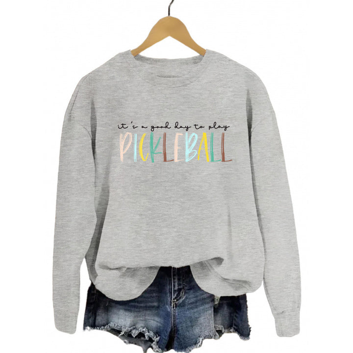 Women's casual sweatshirt with colorful pickleball print Lune London