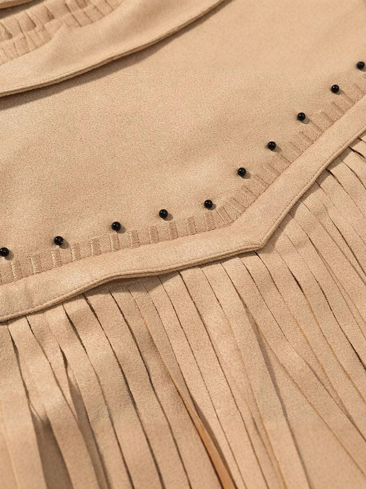 Fringed jacket for women with decorative studs Lune London