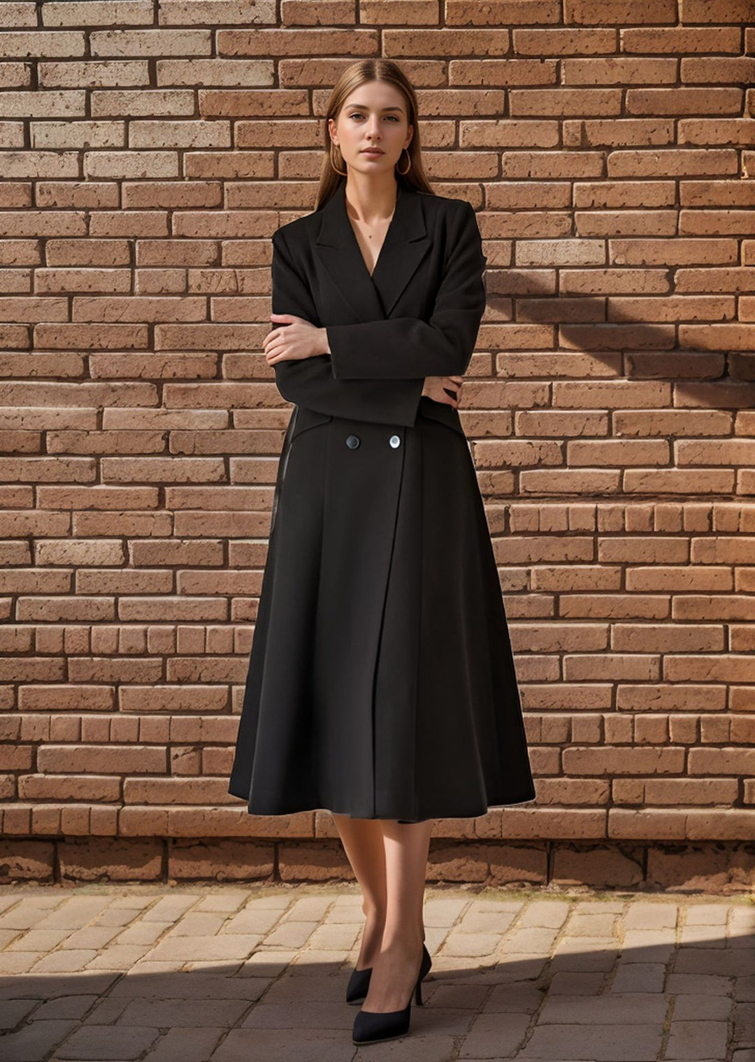 Elegant winter coat, fitted for ladies with double-breasted fastening and practical pockets Lune London