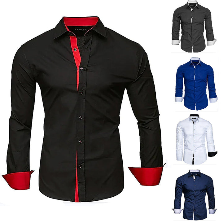 Elegant long sleeve shirt for men with contrasting cuffs Lune London