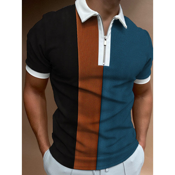 Color-block zip polo shirt for men Lune London