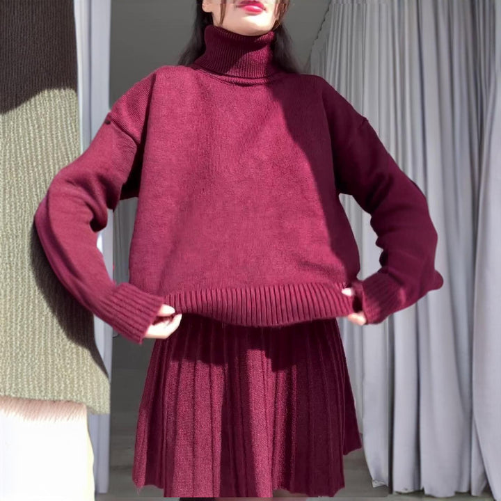 Knit dress for women with turtleneck and ribbed details Lune London