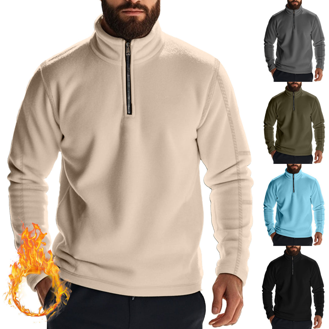 Men's fleece sweater with high collar and practical zip opening Lune London