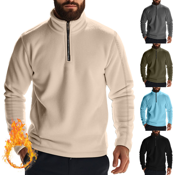 Men's fleece sweater with high collar and practical zip opening Lune London