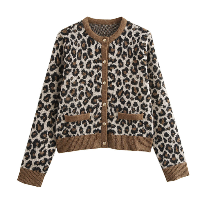 Cardigan en tricot confortable pour femmes avec imprimé animal et poches pratiques Chic & Stil
