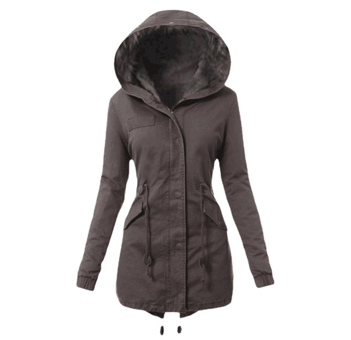 Ladies trendy parka with detachable fur collar Lune London