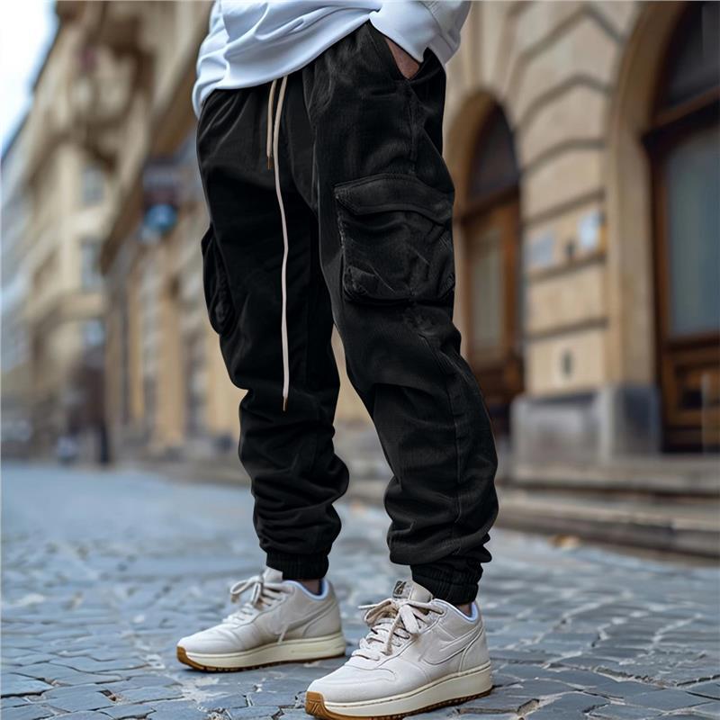 Men's cargo pants with functional pockets and elastic waistband Lune London
