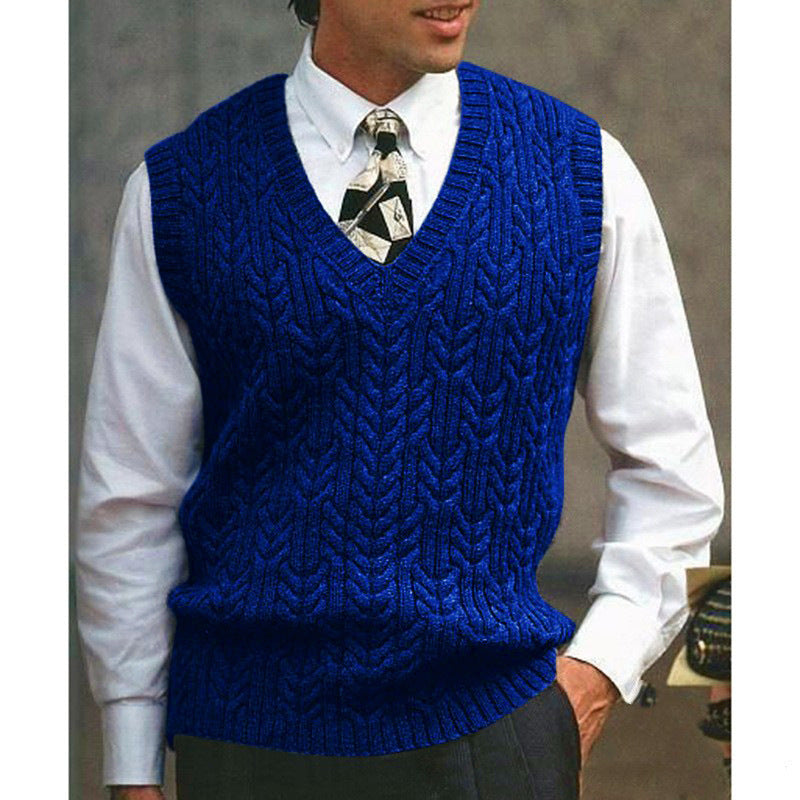 Men's Knit Vest with All-Over Cable Pattern Lune London
