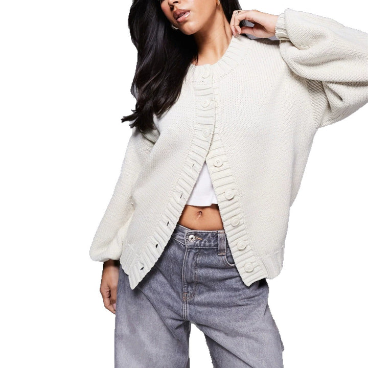 Ladies Oversized knit jacket with balloon sleeves Lune London