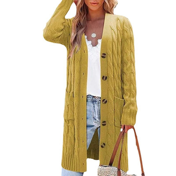 Ladies Long cardigan with buttons and practical pockets Lune London