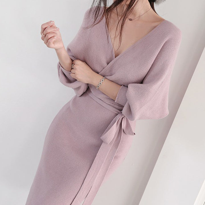 Robe portefeuille pour femmes en tricot doux Chic & Stil
