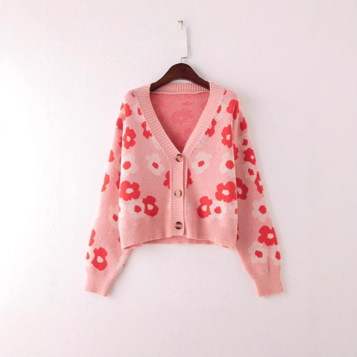 Women's cardigan with floral pattern and button details Lune London