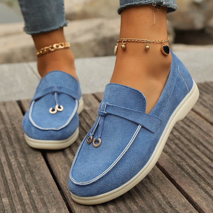 Lune London trendy women's loafers with gold accents