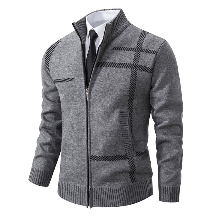 Men's knit jacket with graphic patterns and high collar Lune London