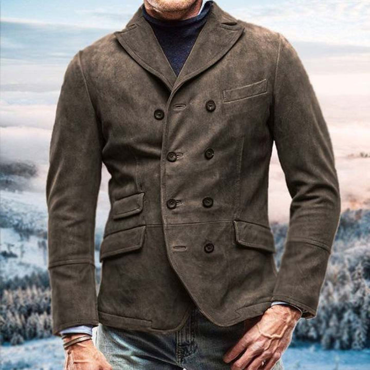 Elegant suede blazer for men with double-breasted and practical pockets Lune London