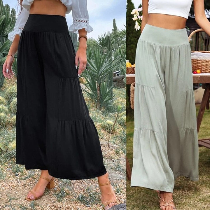 Summer pants for women, loose fit with elastic waist and fluid cut Lune London