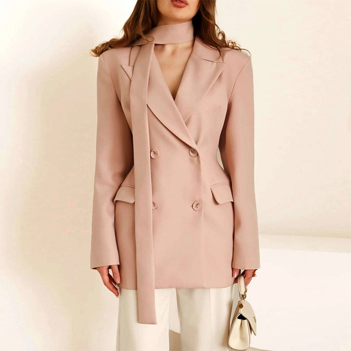 Ladies elegant fitted blazer with scarf Lune London