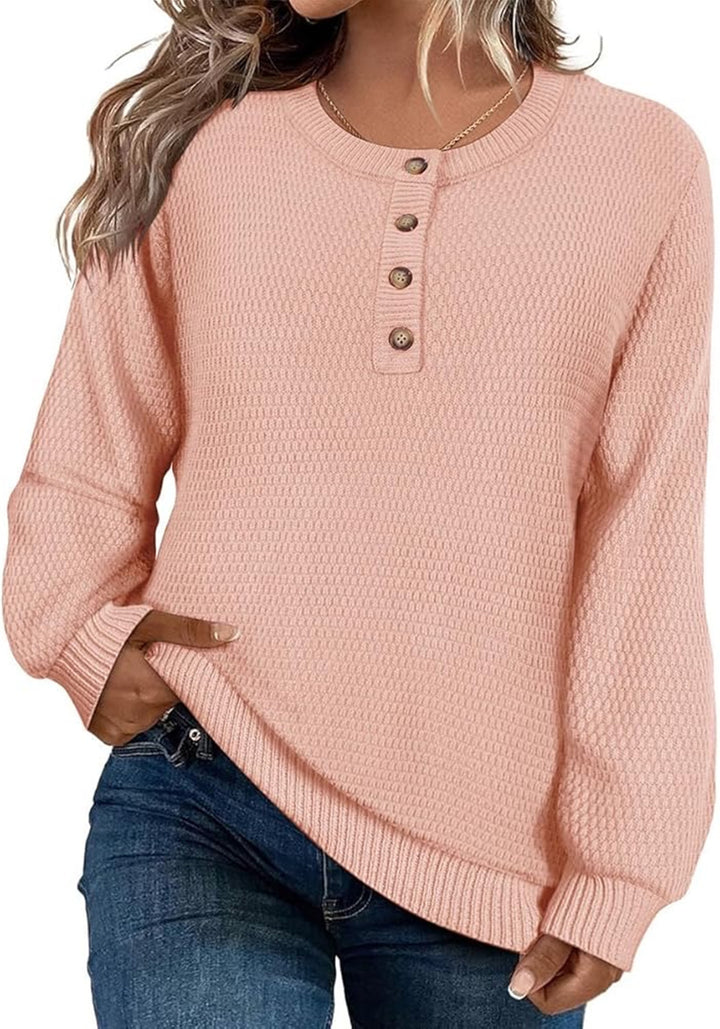 Casual shirt sweater for women with button placket and textured pattern Lune London