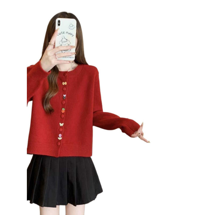 Cardigan confortable pour dames avec des boutons colorés Chic & Stil