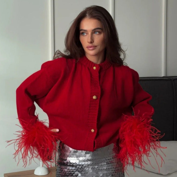 Casual knitted jacket for women with decorative fringes and high-quality buttons Lune London