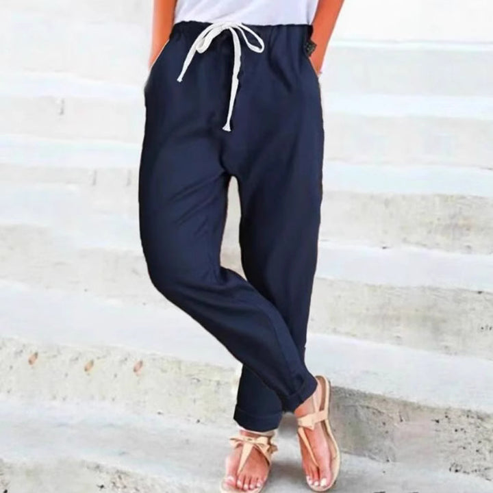 Pantalons décontractés élégants pour femmes avec ceinture élastique et ceinture à nouer Chic & Stil