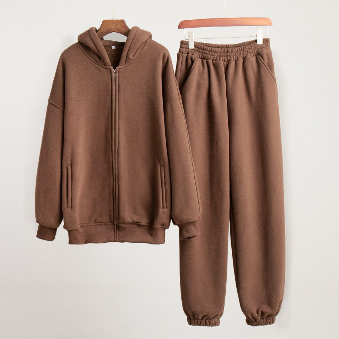 Women Comfortable Leisure Set with Hood and Elastic Waist Lune London