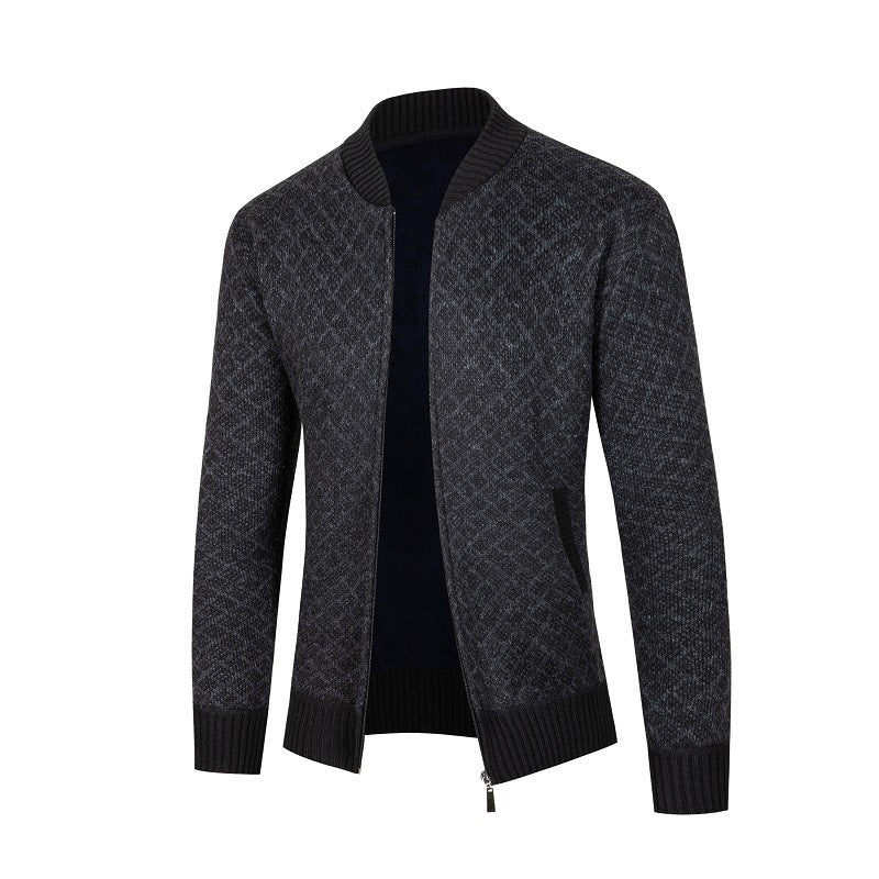 Men's knit jacket with a modern diamond pattern and zipper Lune London