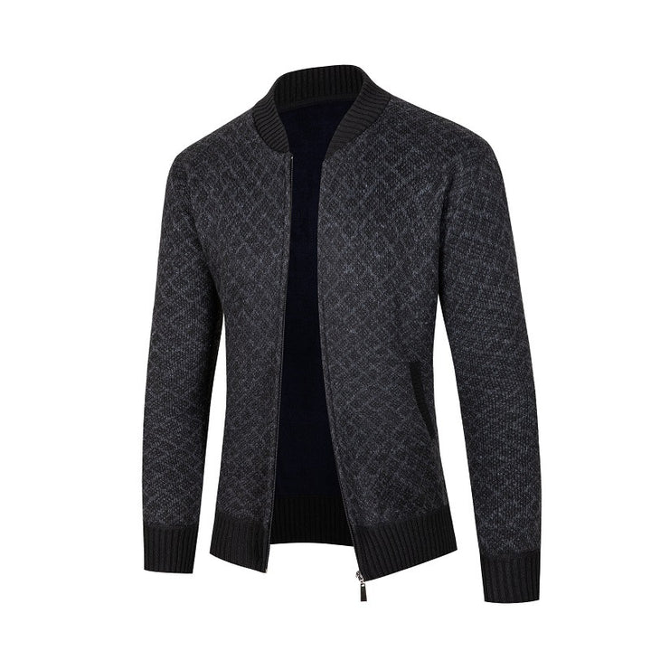Men's knit jacket with a modern diamond pattern and zipper Lune London