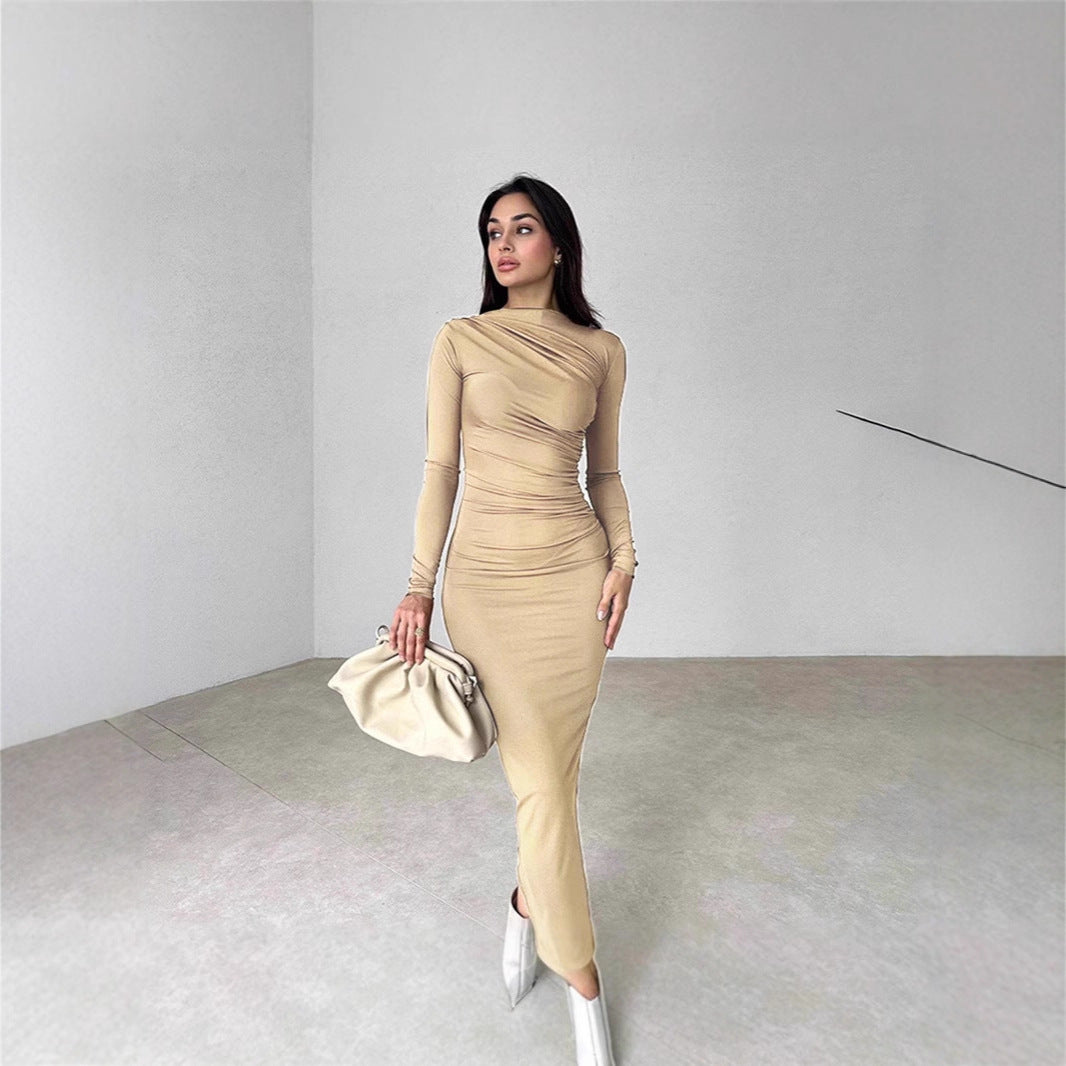 Ladies Elegant Wrap Dress with Long Sleeves and Fitted Cut Lune London