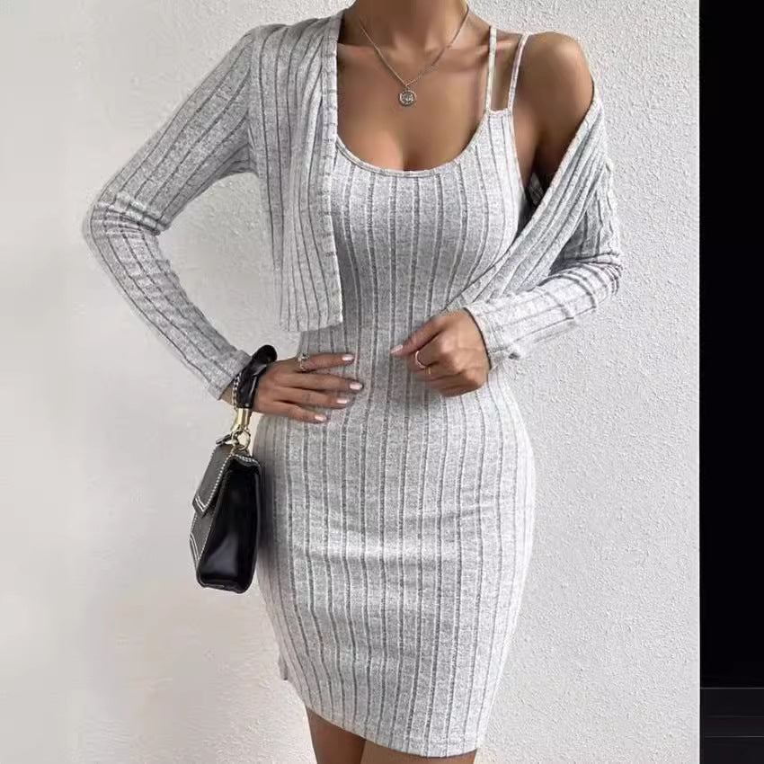 Women's knit dress with open cardigan Lune London