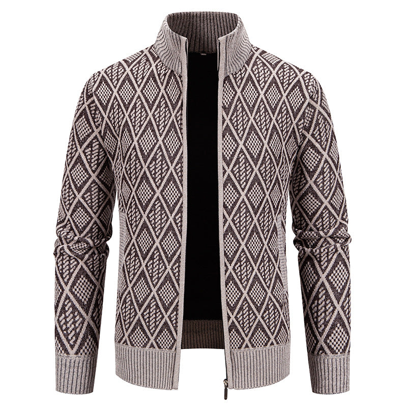 Men's knitted jacket with structured design and high collar Lune London