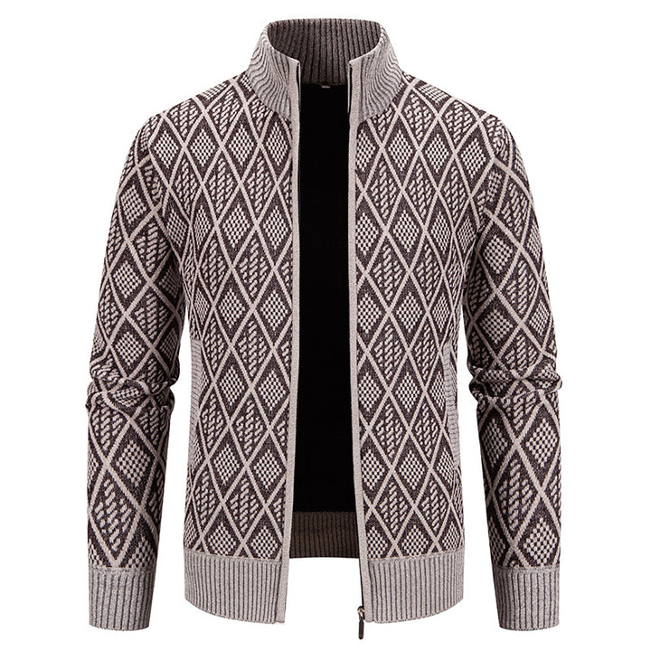 Men's knitted jacket with structured design and high collar Lune London