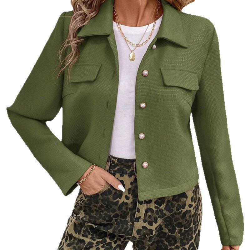 Short blazer jacket for women with decorative button details and practical pockets Lune London