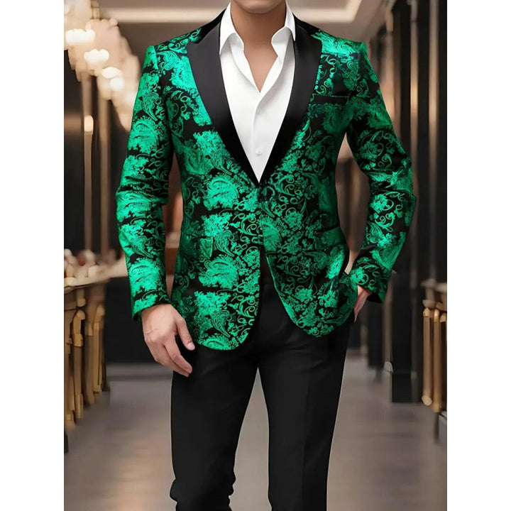 Veste de smoking élégante pour hommes avec un luxueux motif floral en jacquard Lune London