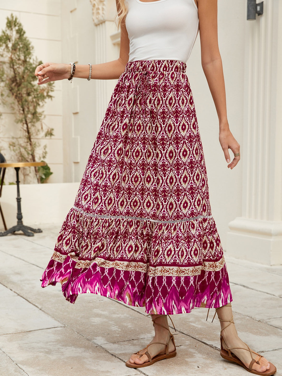 Women Bohemian Chic Floral Maxi Skirt and Style