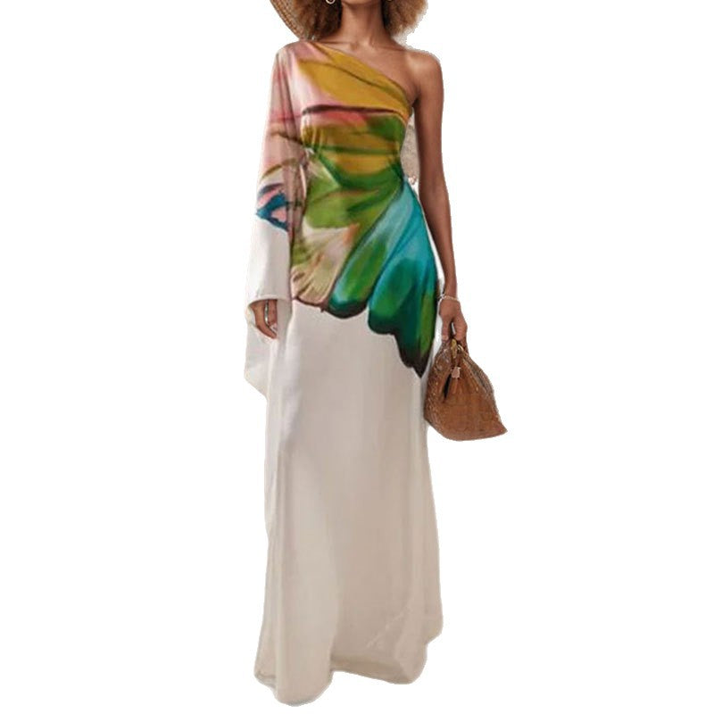 Robe maxi pour femme avec design asymétrique et dégradé de couleurs artistique Chic & Stil