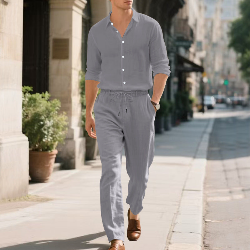 Casual linen pants for men with adjustable drawstring and modern fit Lune London