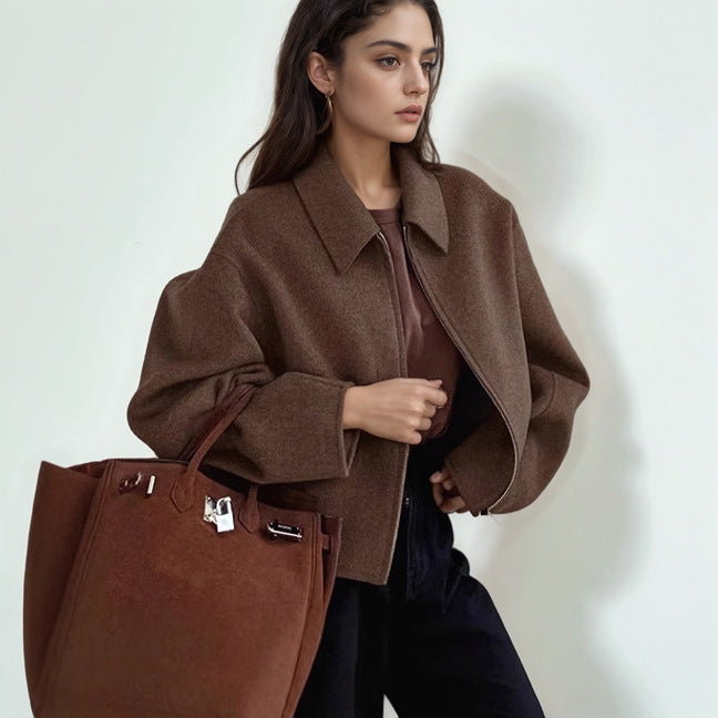 Women Cropped Jacket Trendy in Wool Blend Lune London