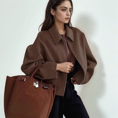 Women Cropped Jacket Trendy in Wool Blend Lune London