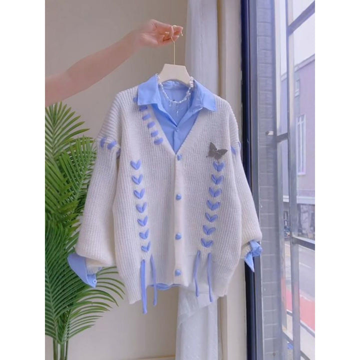 Femme Élégant Cardigan avec Motif de Câble Ludique Chic & Stil