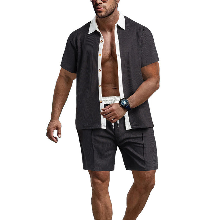 Casual men's short sleeve t-shirt and chic sport shorts set