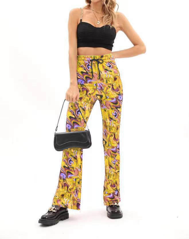 Modeflair women's pants with artistic pattern and elastic waistband Lune London
