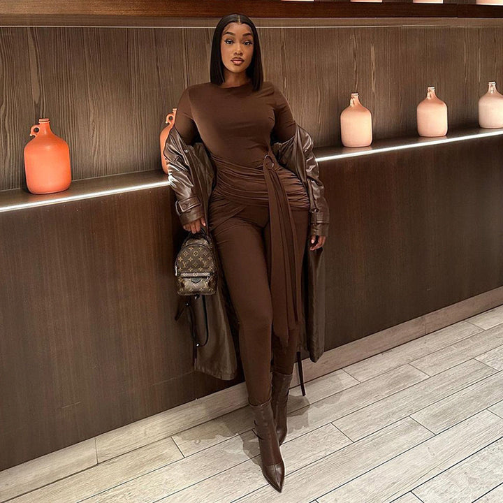 Women complete outfit elegant with refined draping Lune London