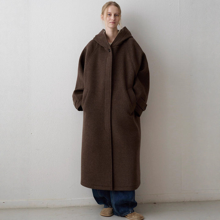 Manteau en laine oversize pour femmes avec capuche pratique Chic & Stil