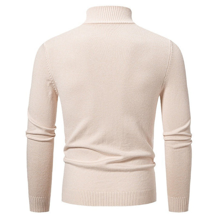 Trendy knitted sweater for men with high collar and zip Lune London