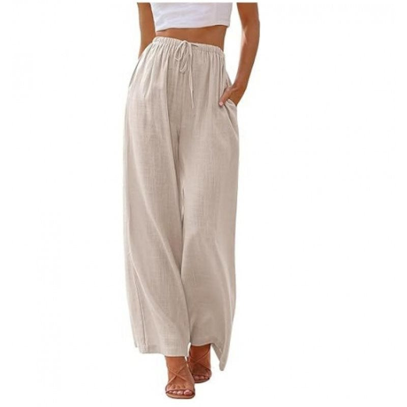Wide palazzo pants for women with elastic waistband and side pockets Lune London