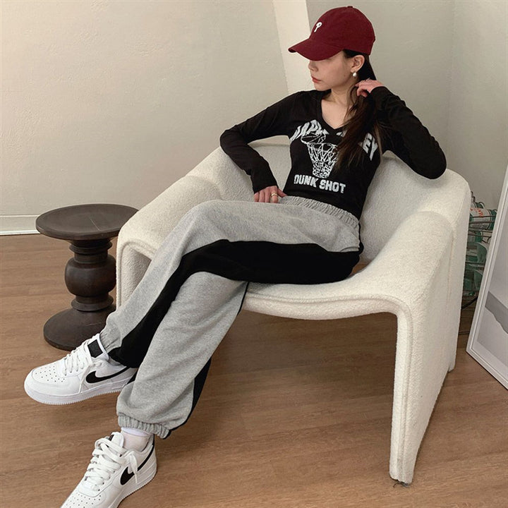 Pantalons de loisirs décontractés pour femmes avec accent de couleur sur le côté Chic & Stil