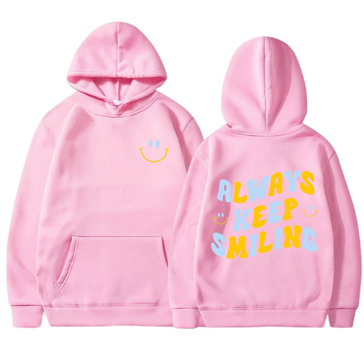 Ladies hoodie with cheerful lettering and practical kangaroo pockets Lune London